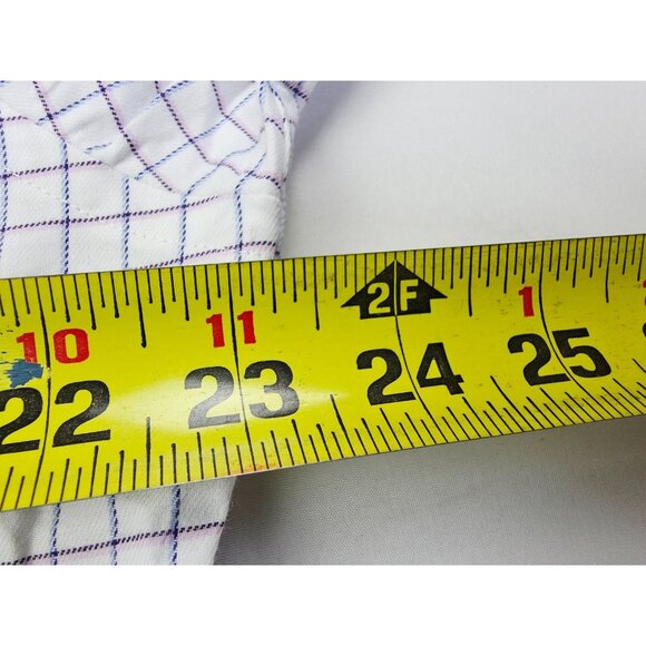 Tommy Hilfiger Slim Fit Stretch 16.5 34-35 Large White Plum Blue Check Shirt NWT - Picture 2 of 11